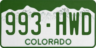 CO license plate 993HWD