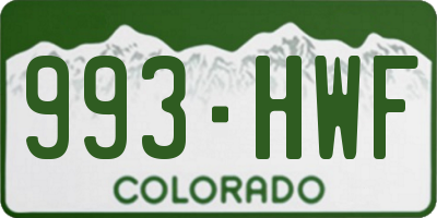 CO license plate 993HWF