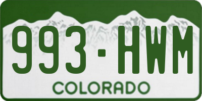 CO license plate 993HWM