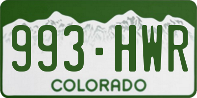 CO license plate 993HWR