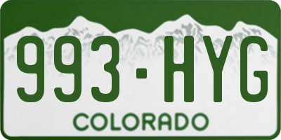 CO license plate 993HYG