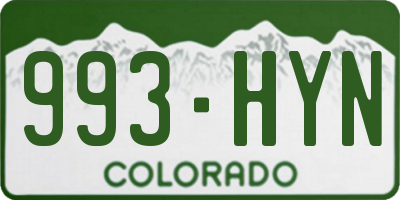CO license plate 993HYN