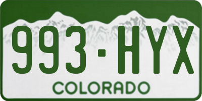 CO license plate 993HYX