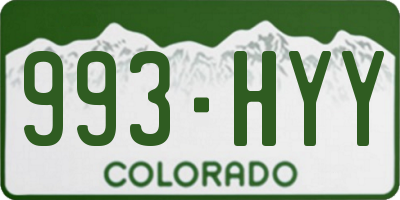 CO license plate 993HYY