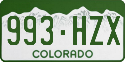 CO license plate 993HZX