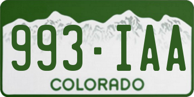 CO license plate 993IAA