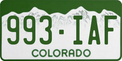 CO license plate 993IAF
