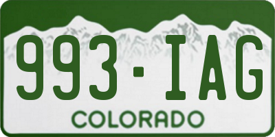 CO license plate 993IAG
