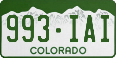 CO license plate 993IAI