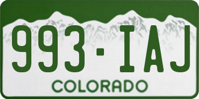 CO license plate 993IAJ