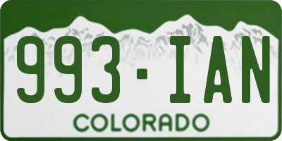 CO license plate 993IAN