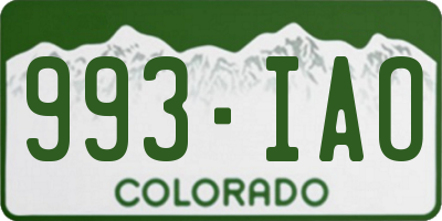 CO license plate 993IAO