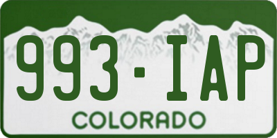 CO license plate 993IAP