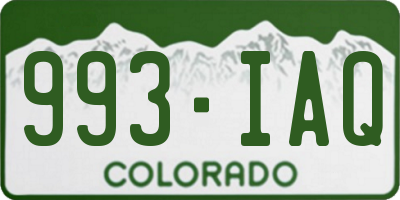 CO license plate 993IAQ