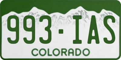 CO license plate 993IAS