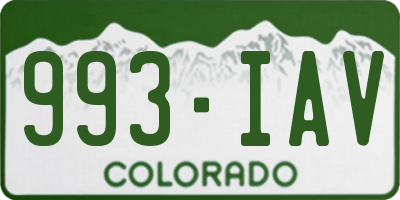 CO license plate 993IAV