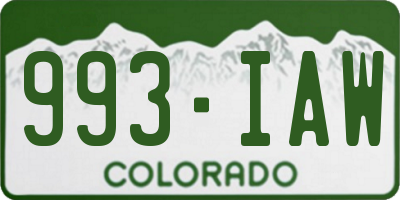 CO license plate 993IAW