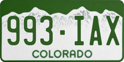 CO license plate 993IAX