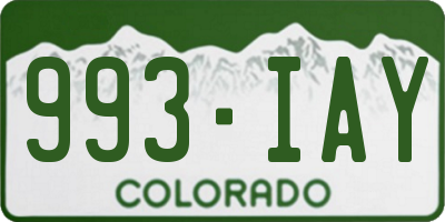 CO license plate 993IAY