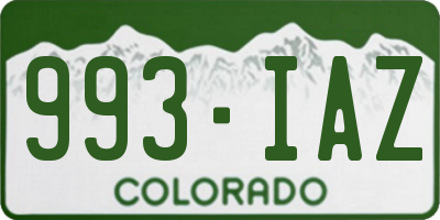 CO license plate 993IAZ