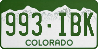 CO license plate 993IBK