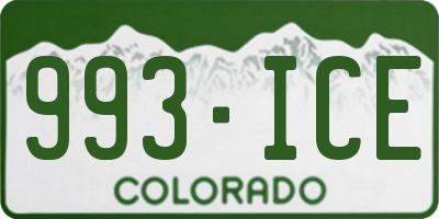 CO license plate 993ICE