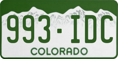 CO license plate 993IDC