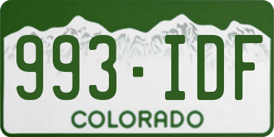 CO license plate 993IDF