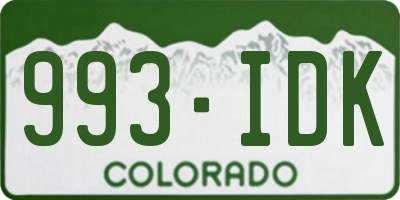 CO license plate 993IDK