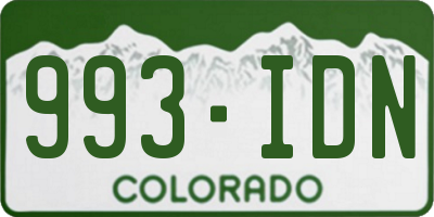 CO license plate 993IDN