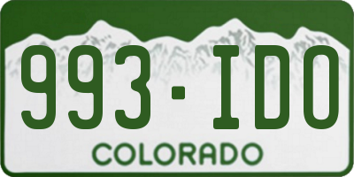CO license plate 993IDO
