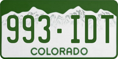 CO license plate 993IDT