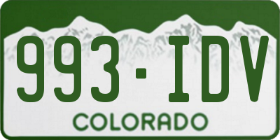 CO license plate 993IDV