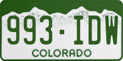 CO license plate 993IDW