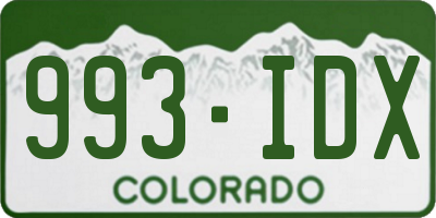 CO license plate 993IDX