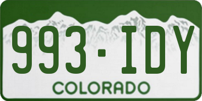 CO license plate 993IDY