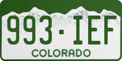 CO license plate 993IEF