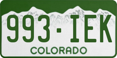 CO license plate 993IEK