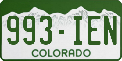 CO license plate 993IEN