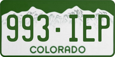 CO license plate 993IEP