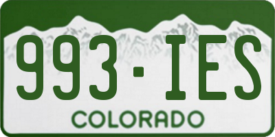 CO license plate 993IES