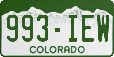 CO license plate 993IEW