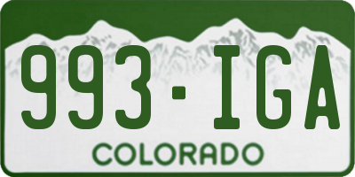 CO license plate 993IGA