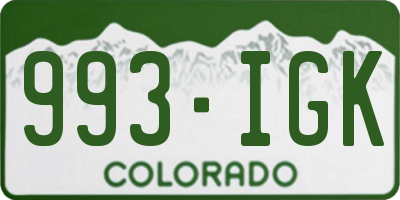 CO license plate 993IGK
