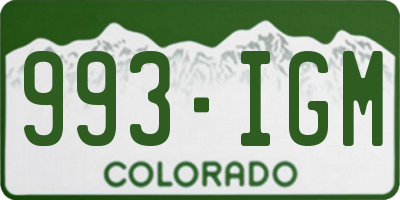 CO license plate 993IGM