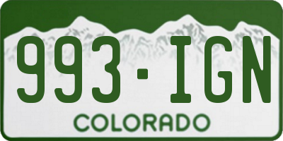 CO license plate 993IGN