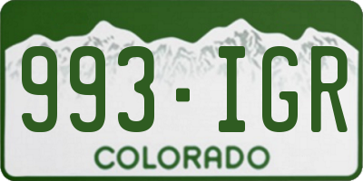 CO license plate 993IGR