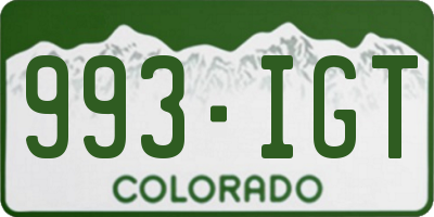 CO license plate 993IGT