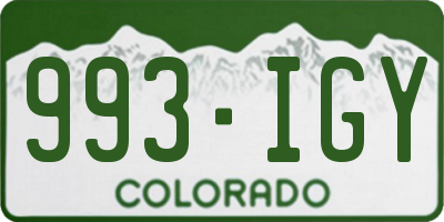 CO license plate 993IGY