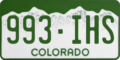 CO license plate 993IHS